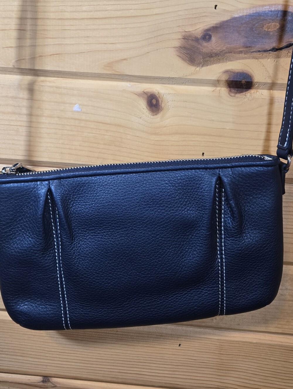 Talbots Leather Crossbody Purse Navy Blue 10.5 x 6 EUC Made In Italy Classic - Picture 4 of 8